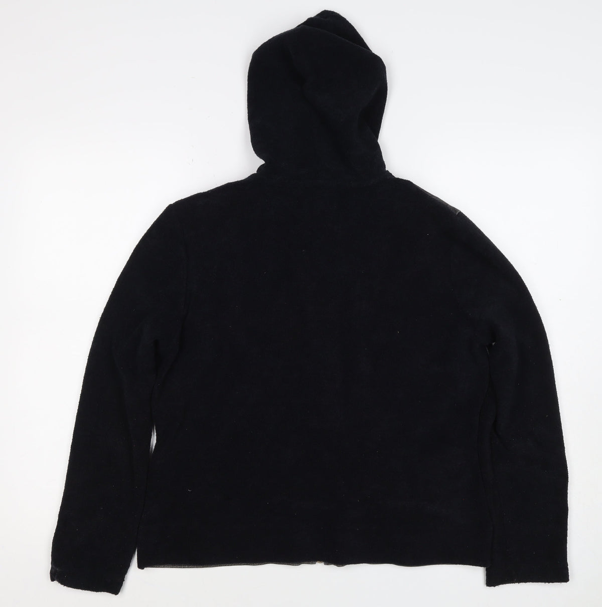 M&Co Women Grey Black L Hooded Denim Zip Jacket Cotton Blend