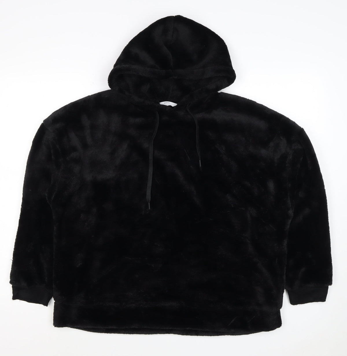 Marks & Spencer Women Black M Faux Fur Hooded Pullover Hoodie