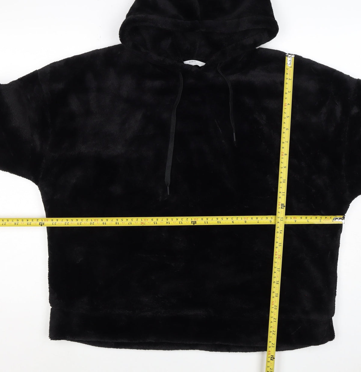 Marks & Spencer Women Black M Faux Fur Hooded Pullover Hoodie