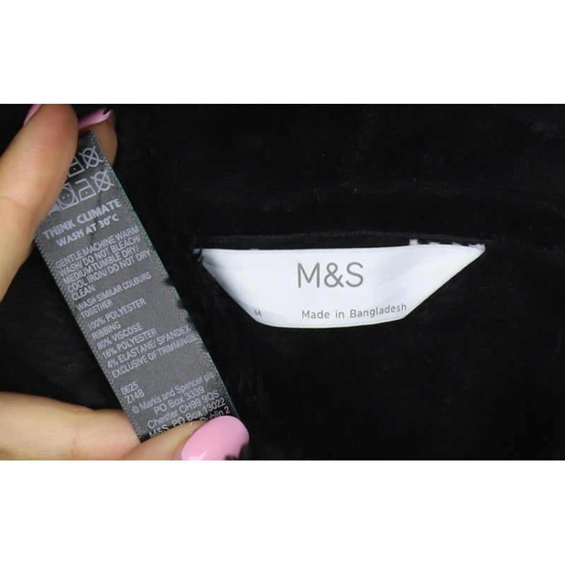 Marks & Spencer Women Black M Faux Fur Hooded Pullover Hoodie