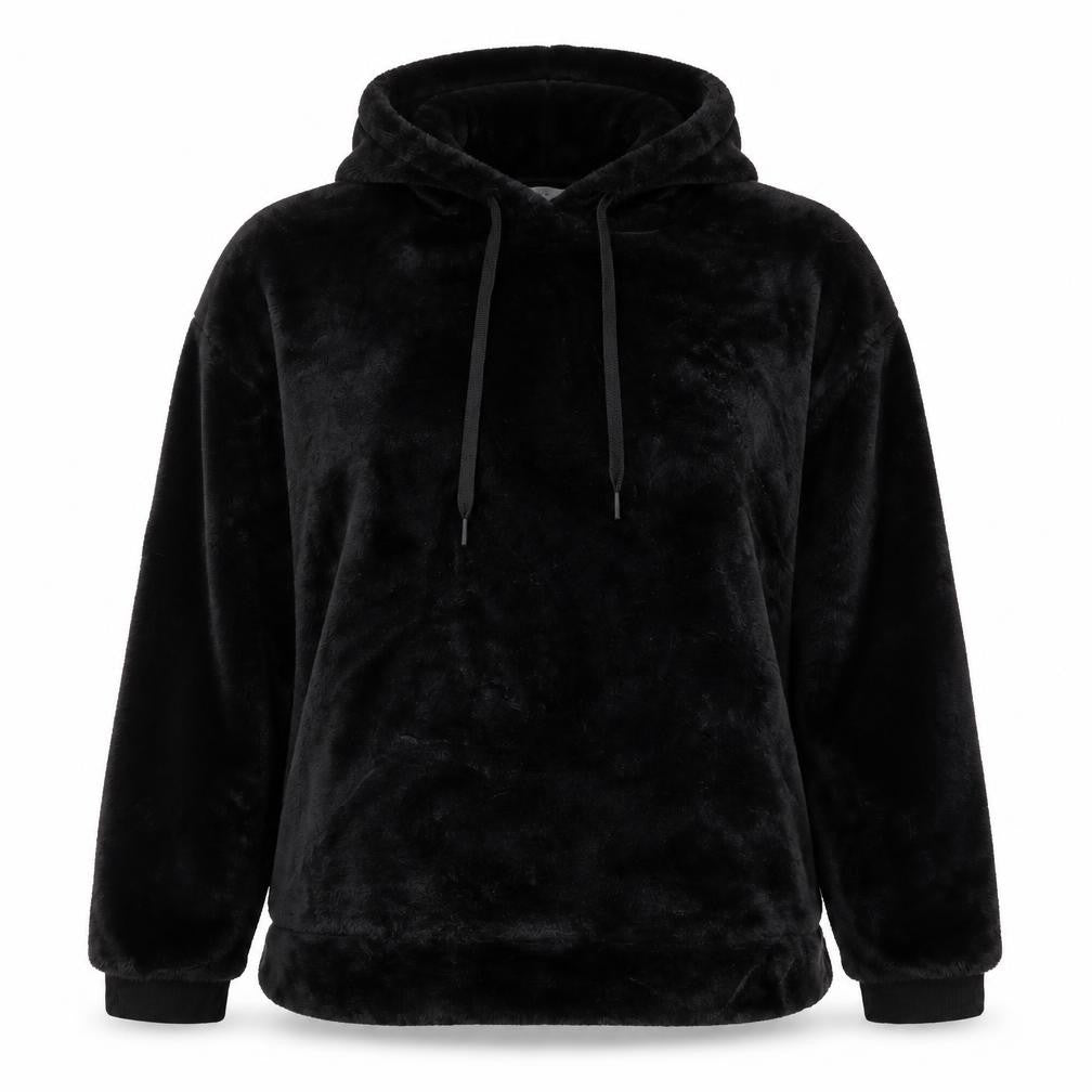 Marks & Spencer Women Black M Faux Fur Hooded Pullover Hoodie