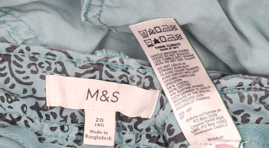 Marks and Spencer Women Blue Size 20 Long Cargo Trousers