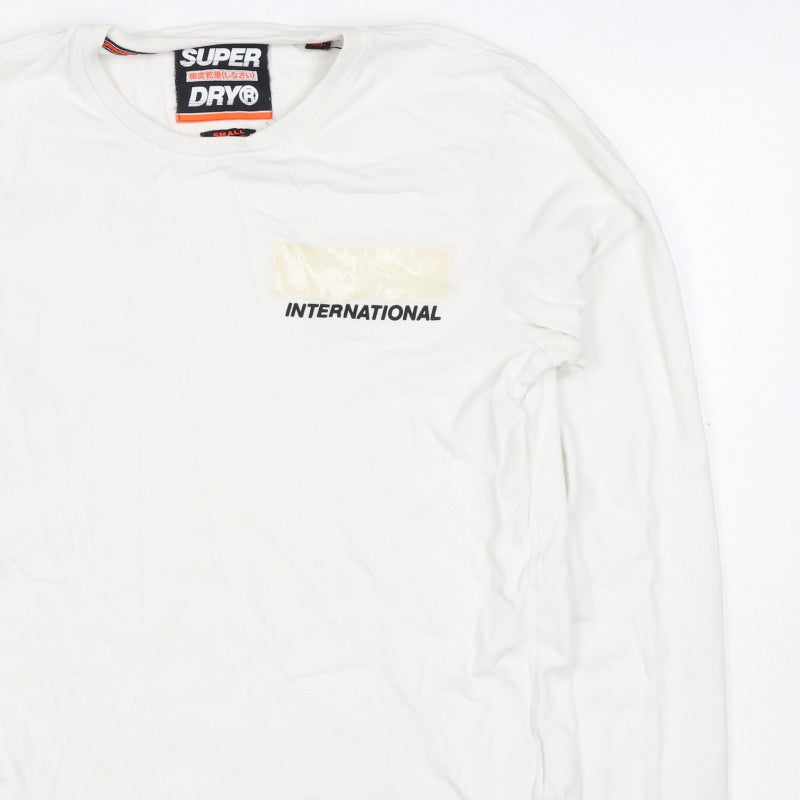Superdry Men’s White Small Long Sleeve Crew Neck International T-Shirt