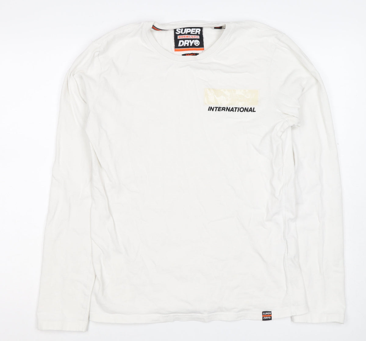 Superdry Men’s White Small Long Sleeve Crew Neck International T-Shirt
