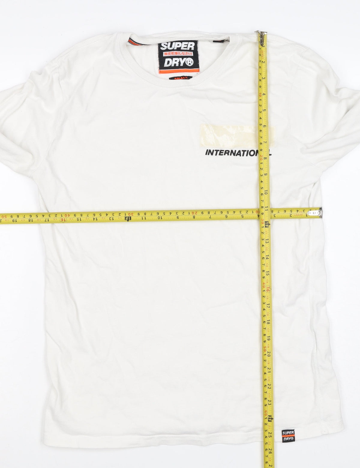Superdry Men’s White Small Long Sleeve Crew Neck International T-Shirt