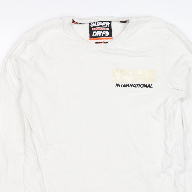 Superdry Men’s White Small Long Sleeve Crew Neck International T-Shirt