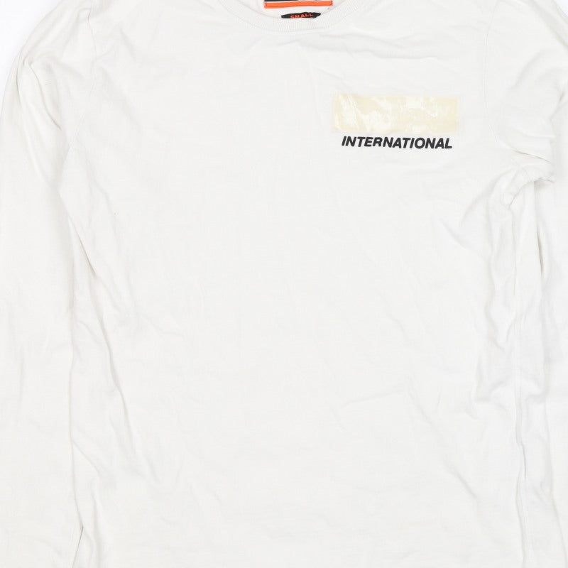 Superdry Men’s White Small Long Sleeve Crew Neck International T-Shirt