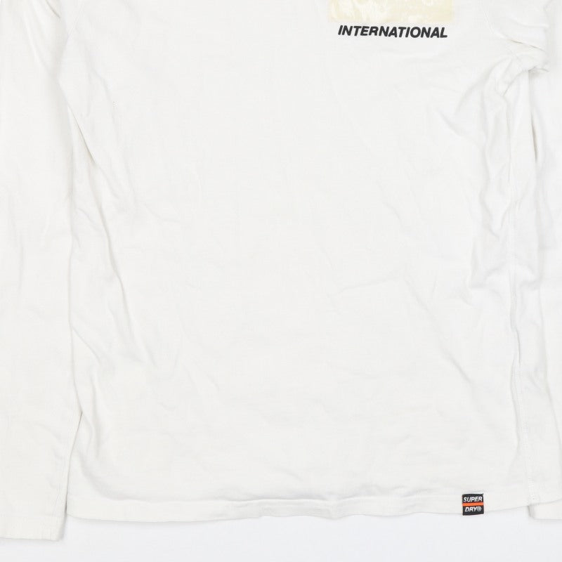 Superdry Men’s White Small Long Sleeve Crew Neck International T-Shirt