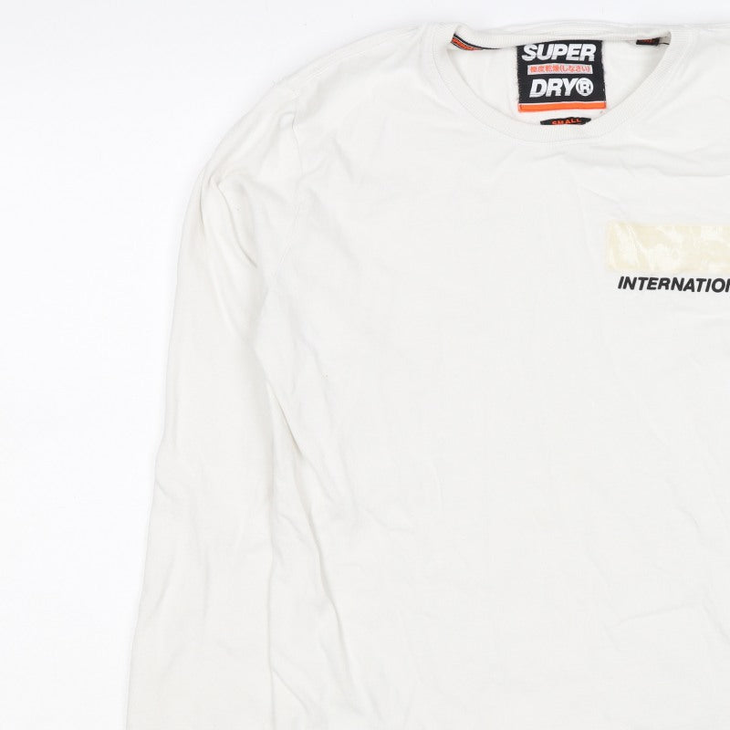 Superdry Men’s White Small Long Sleeve Crew Neck International T-Shirt
