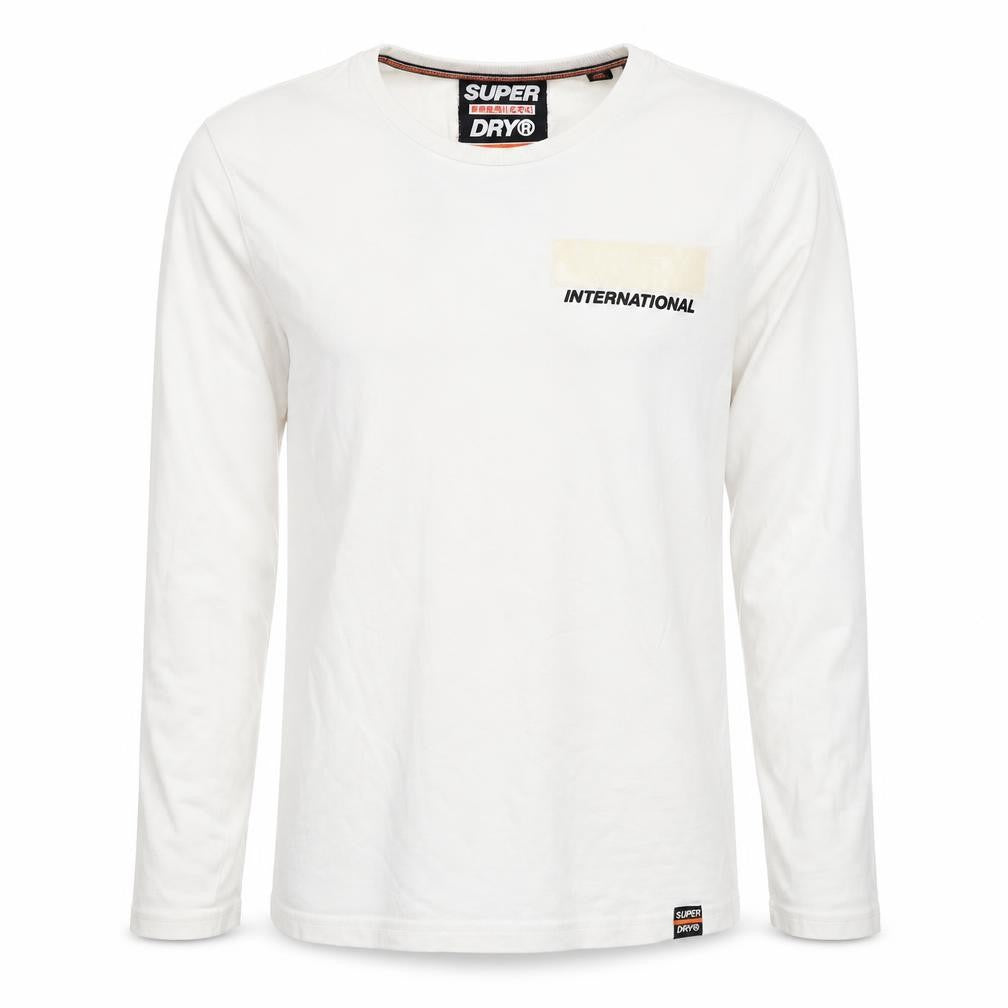 Superdry Men’s White Small Long Sleeve Crew Neck International T-Shirt