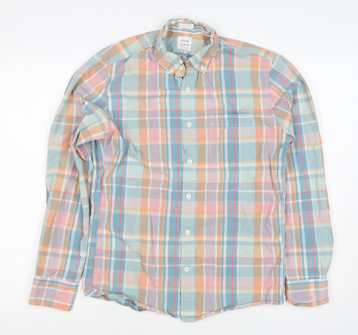 John Lewis Men’s Multicolour Check Slim Fit Cotton Shirt Size S