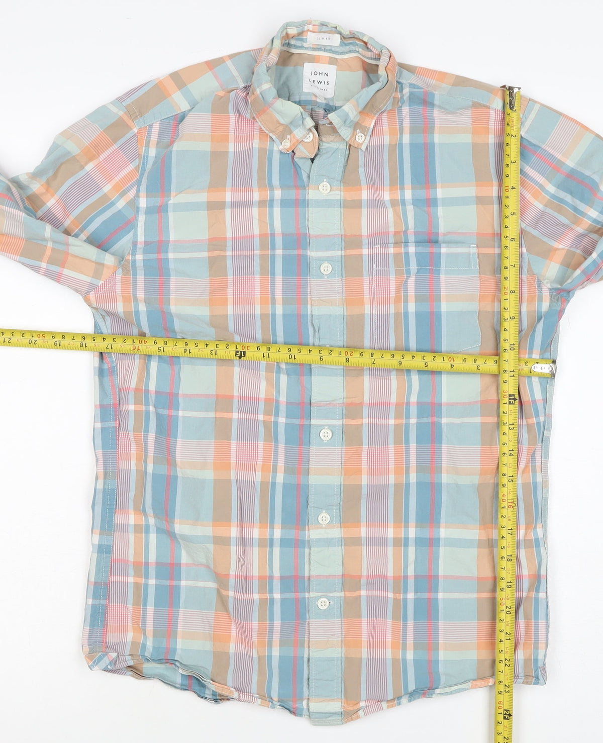 John Lewis Men’s Multicolour Check Slim Fit Cotton Shirt Size S