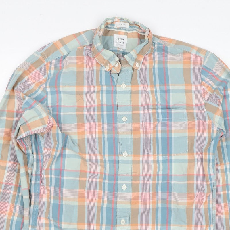 John Lewis Men’s Multicolour Check Slim Fit Cotton Shirt Size S