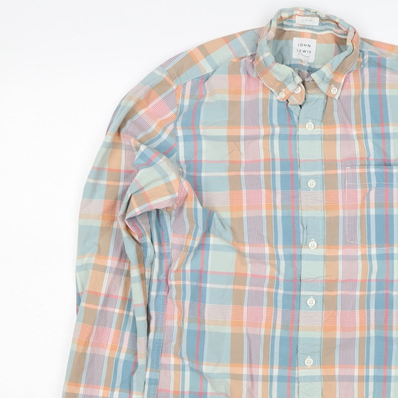 John Lewis Men’s Multicolour Check Slim Fit Cotton Shirt Size S