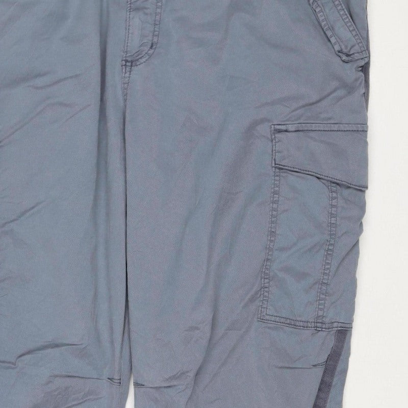 M&S Women’s Grey Size 12 Regular Cotton Cargo Trousers Pockets