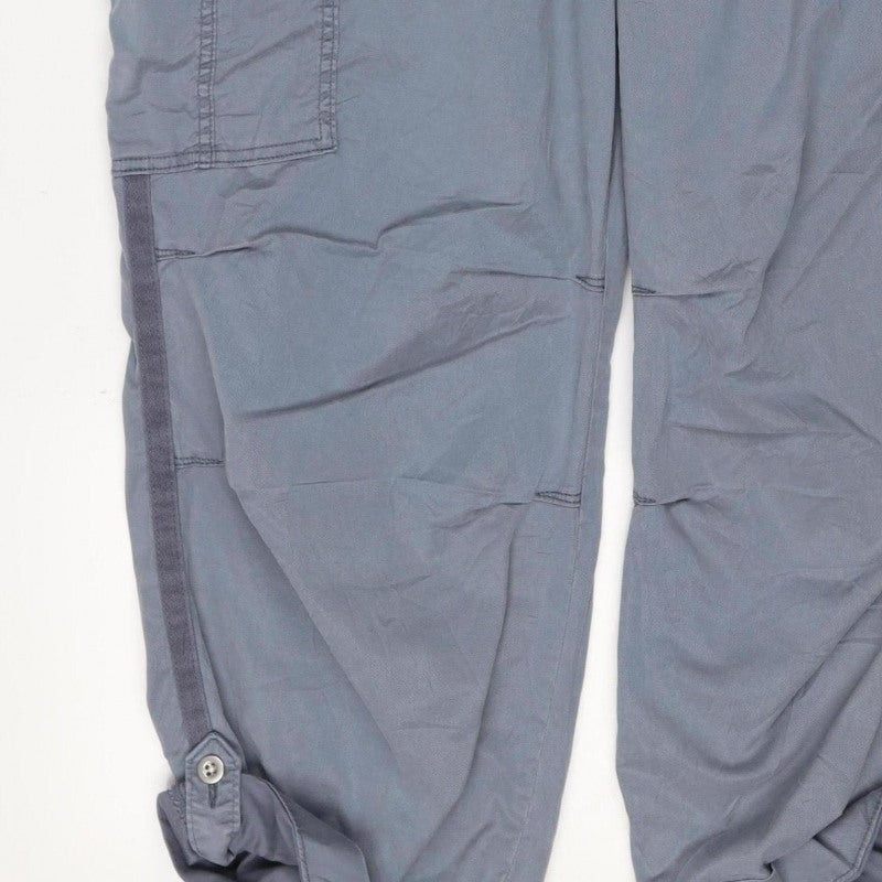 M&S Women’s Grey Size 12 Regular Cotton Cargo Trousers Pockets