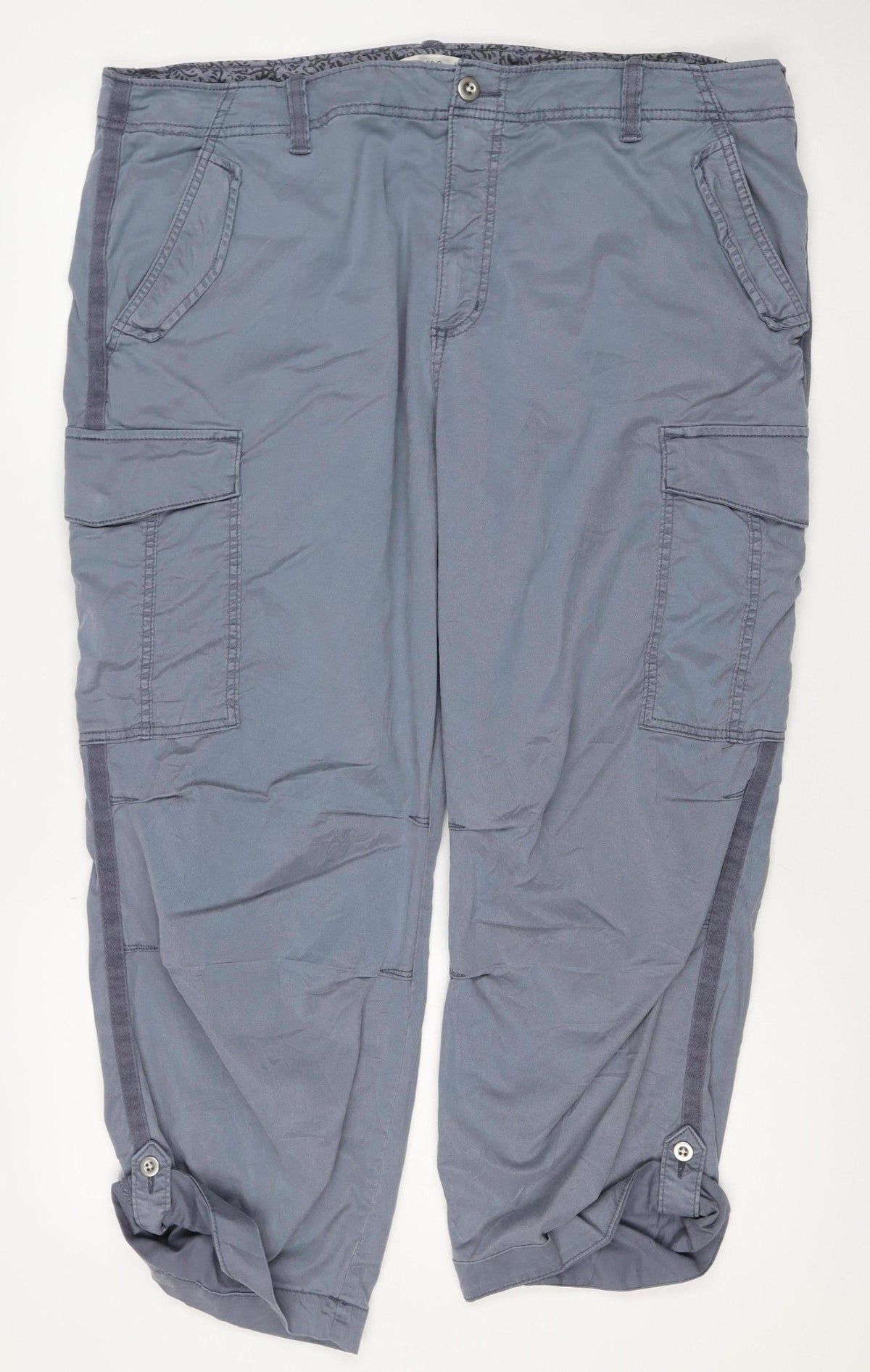 M&S Women’s Grey Size 12 Regular Cotton Cargo Trousers Pockets