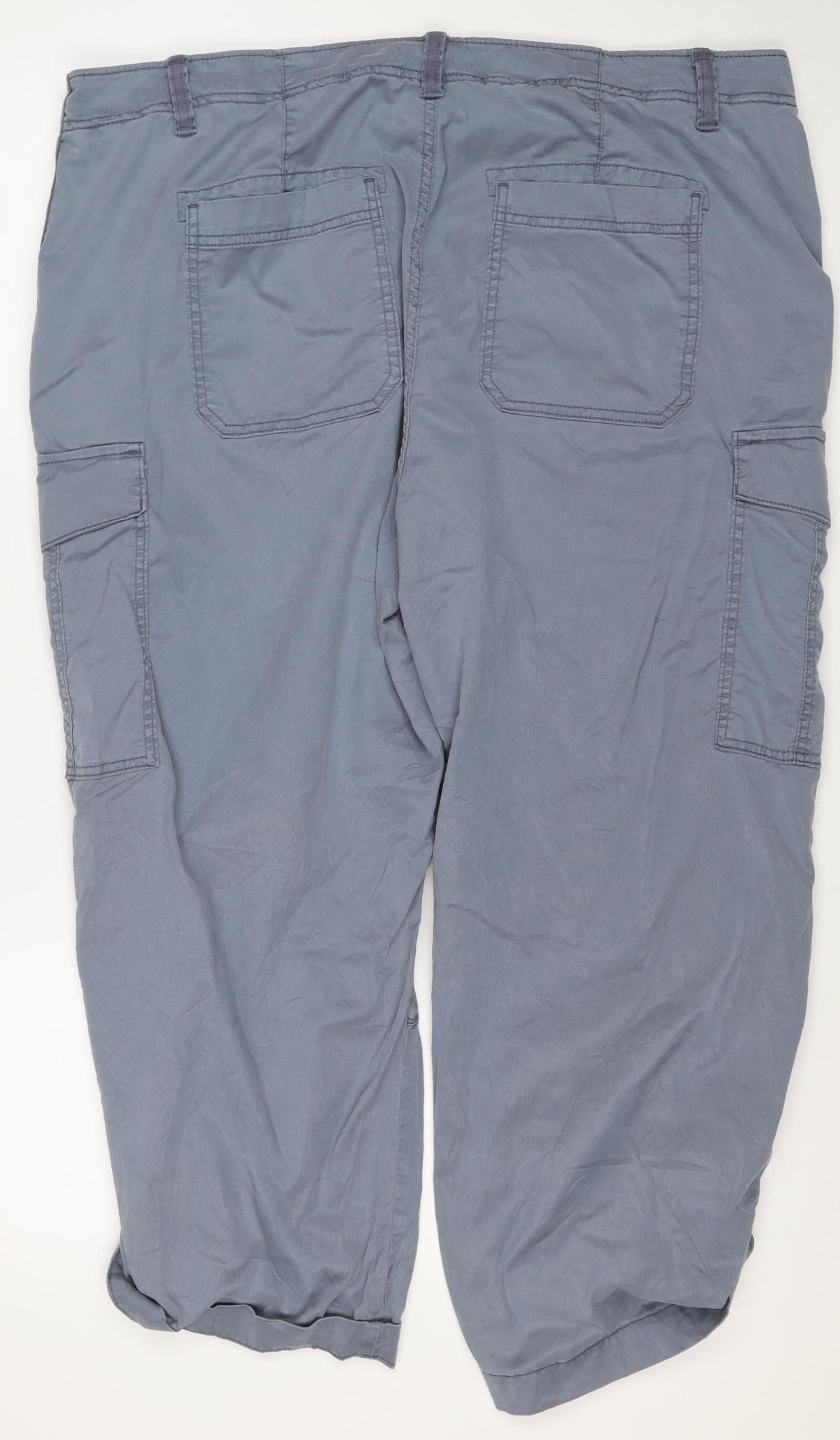 M&S Women’s Grey Size 12 Regular Cotton Cargo Trousers Pockets