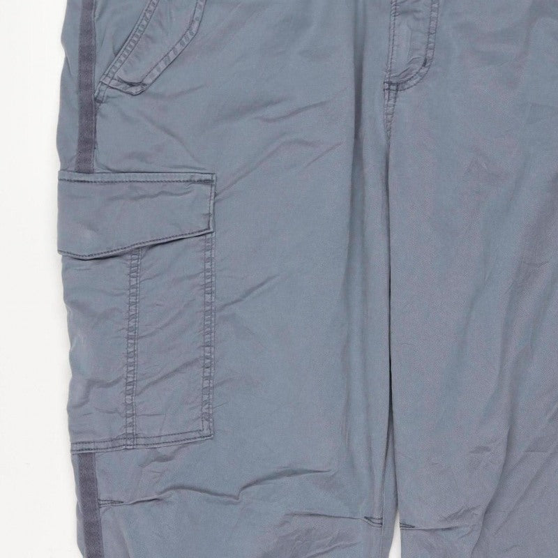M&S Women’s Grey Size 12 Regular Cotton Cargo Trousers Pockets