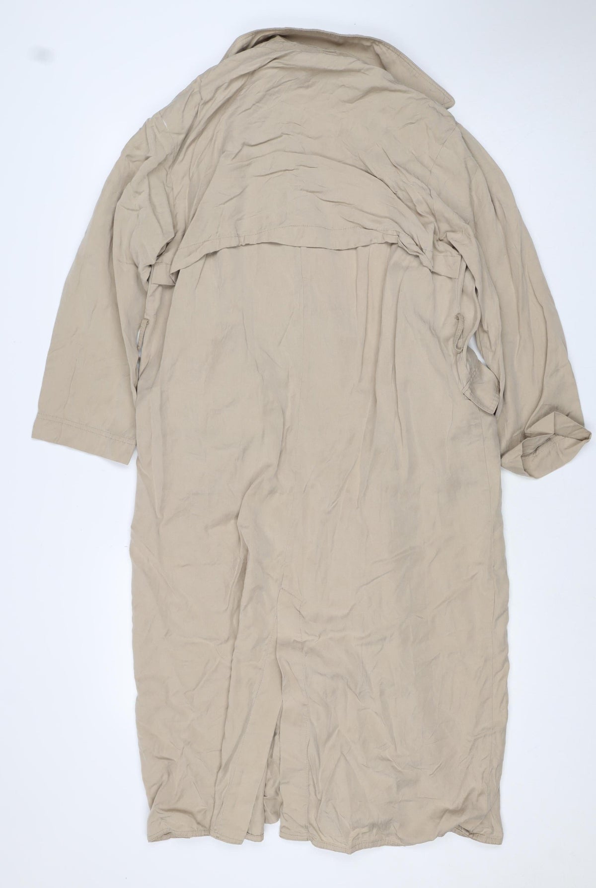 Zara Women’s Beige Size S Lyocell Long Belted Trench Coat