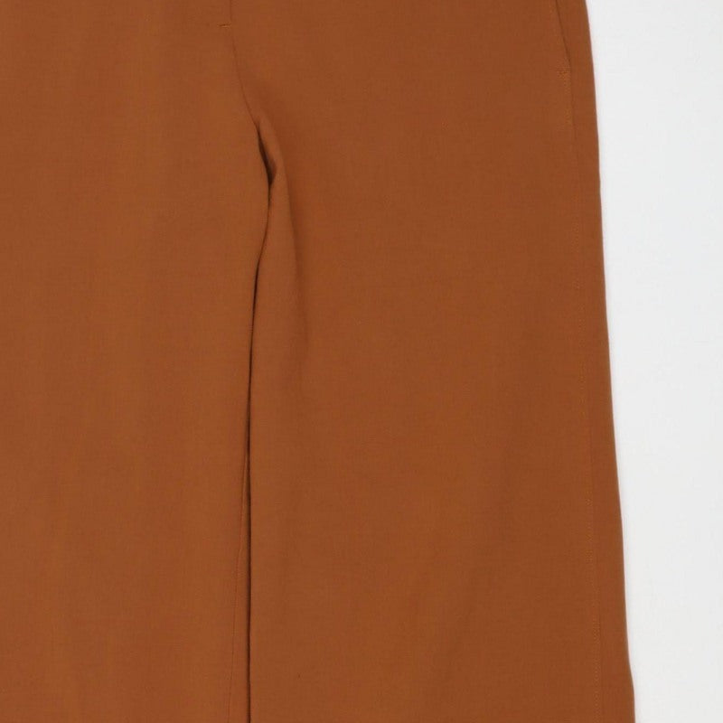 Marks & Spencer Women Brown Size 10 Wide-Leg Stretch Trousers