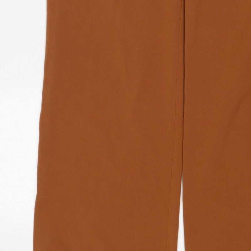 Marks & Spencer Women Brown Size 10 Wide-Leg Stretch Trousers