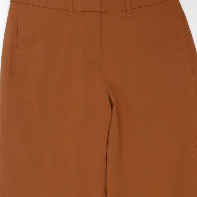 Marks & Spencer Women Brown Size 10 Wide-Leg Stretch Trousers
