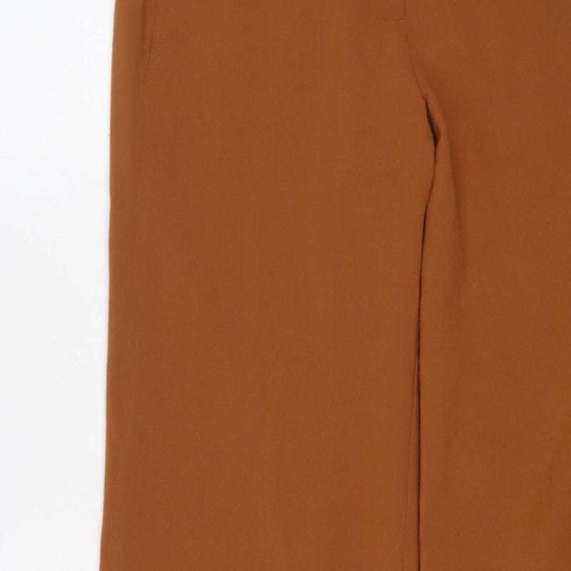 Marks & Spencer Women Brown Size 10 Wide-Leg Stretch Trousers