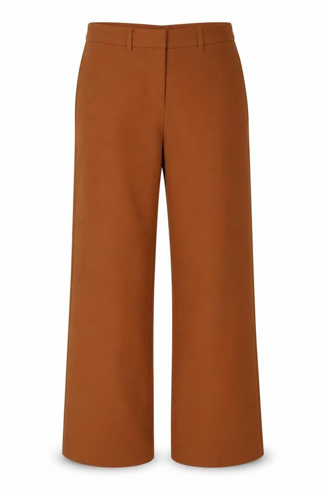 Marks & Spencer Women Brown Size 10 Wide-Leg Stretch Trousers