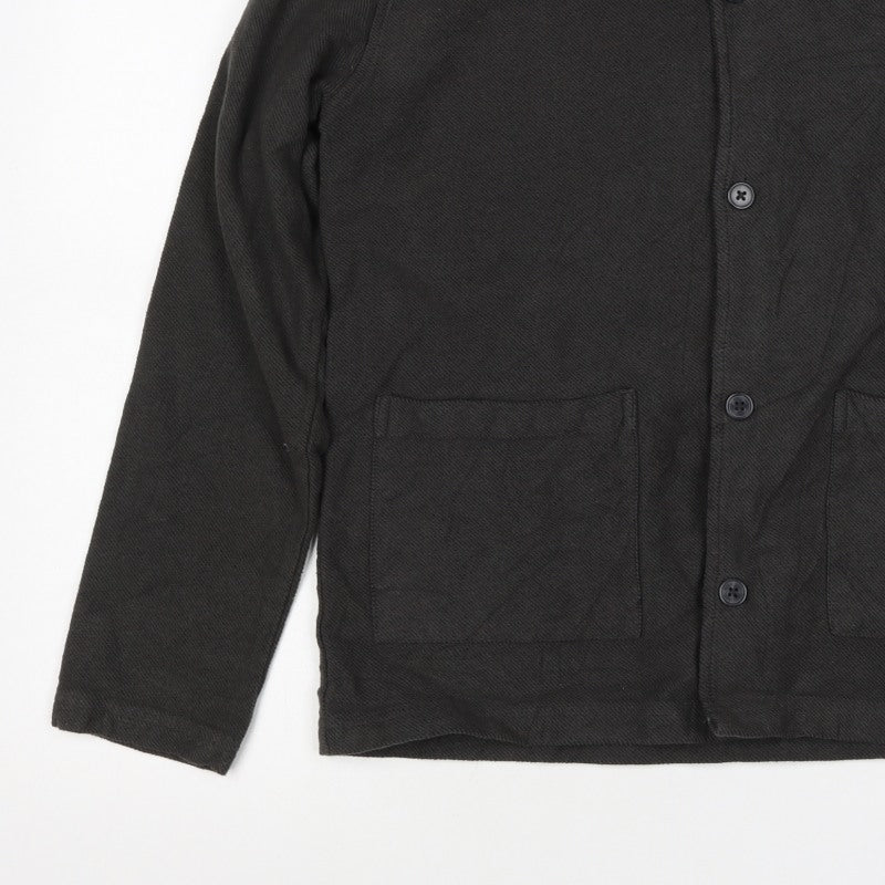 Folk Men's Black M Cotton Twill Overshirt Button-Up Workwear Pockets