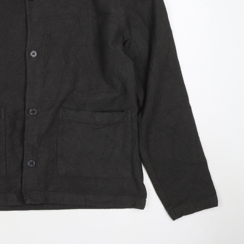 Folk Men's Black M Cotton Twill Overshirt Button-Up Workwear Pockets
