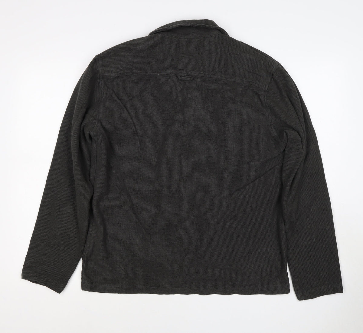 Folk Men's Black M Cotton Twill Overshirt Button-Up Workwear Pockets