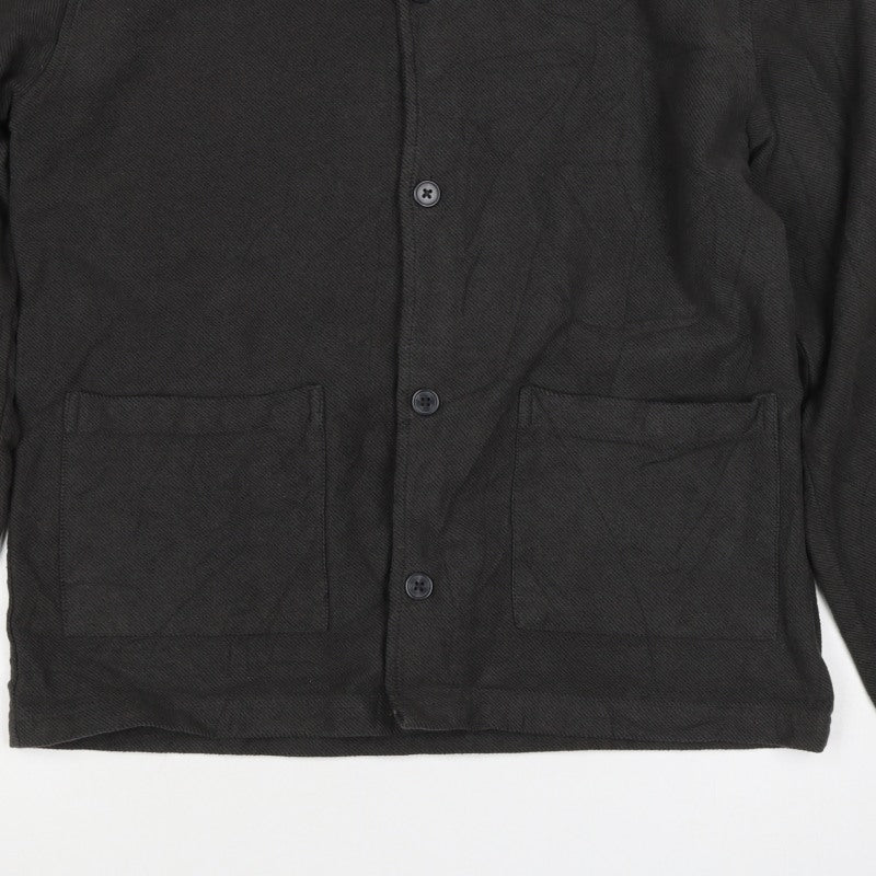 Folk Men's Black M Cotton Twill Overshirt Button-Up Workwear Pockets