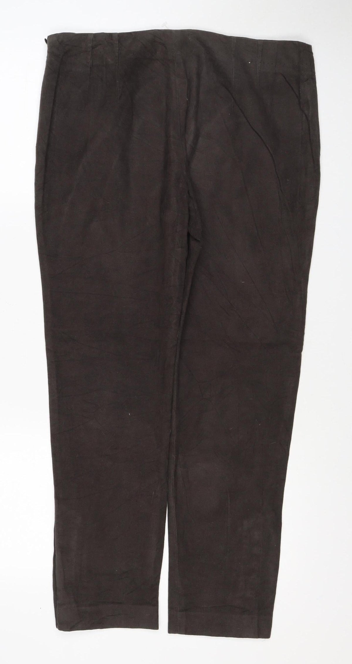 Jigsaw Women’s Brown Size 12 Cotton Stretch Bootcut Trousers Button Cuffs