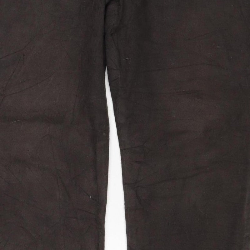 Jigsaw Women’s Brown Size 12 Cotton Stretch Bootcut Trousers Button Cuffs