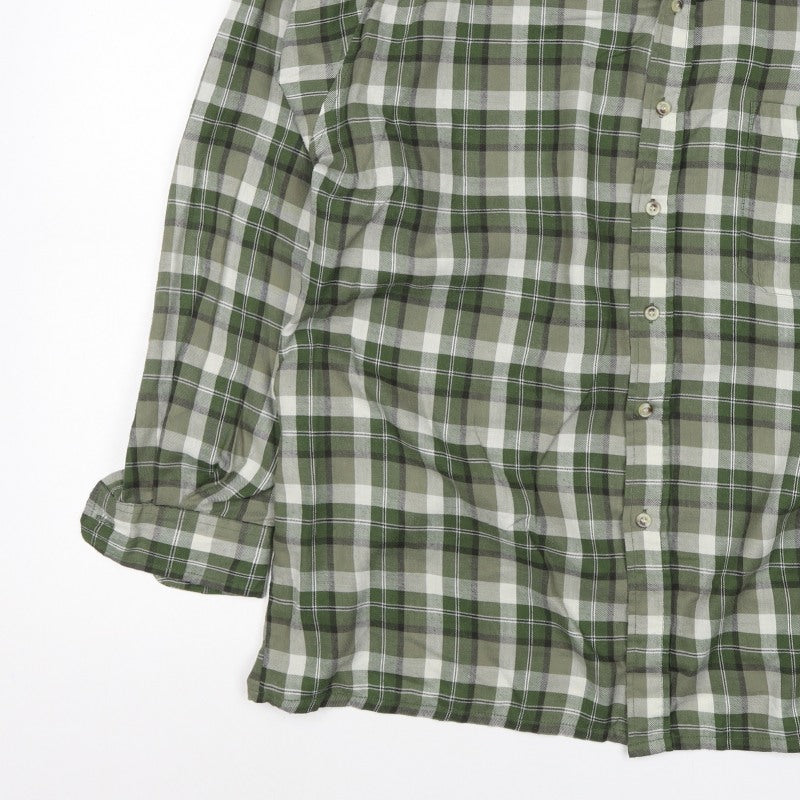Champion Men's Green Plaid Check Cotton Shirt XL Long Sleeve Button-Up