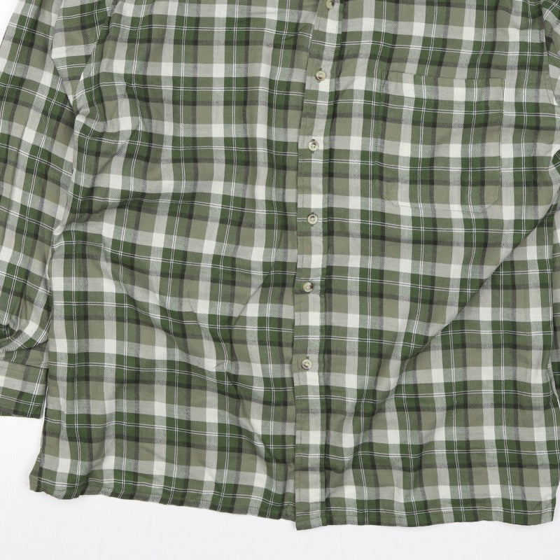 Champion Men's Green Plaid Check Cotton Shirt XL Long Sleeve Button-Up