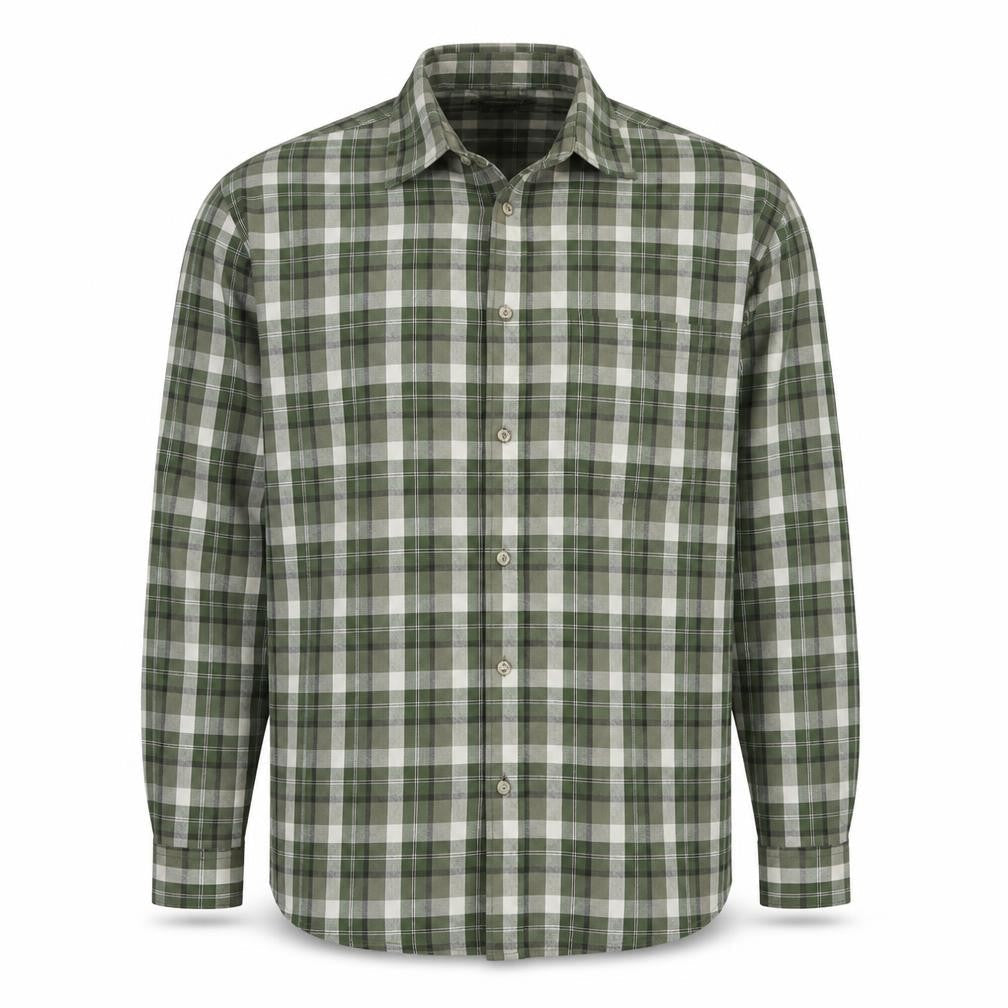 Champion Men's Green Plaid Check Cotton Shirt XL Long Sleeve Button-Up