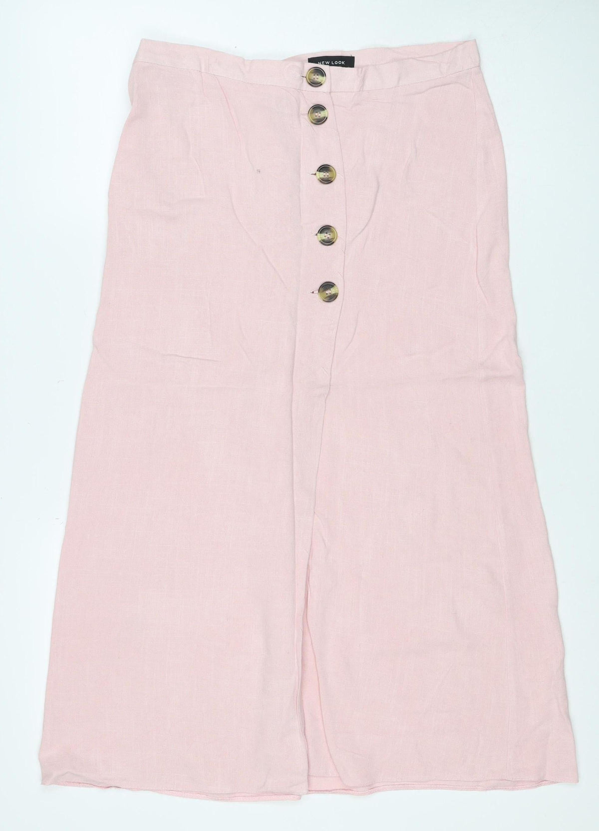 New Look Women Pink Size 10 Long Straight Pencil Button Skirt