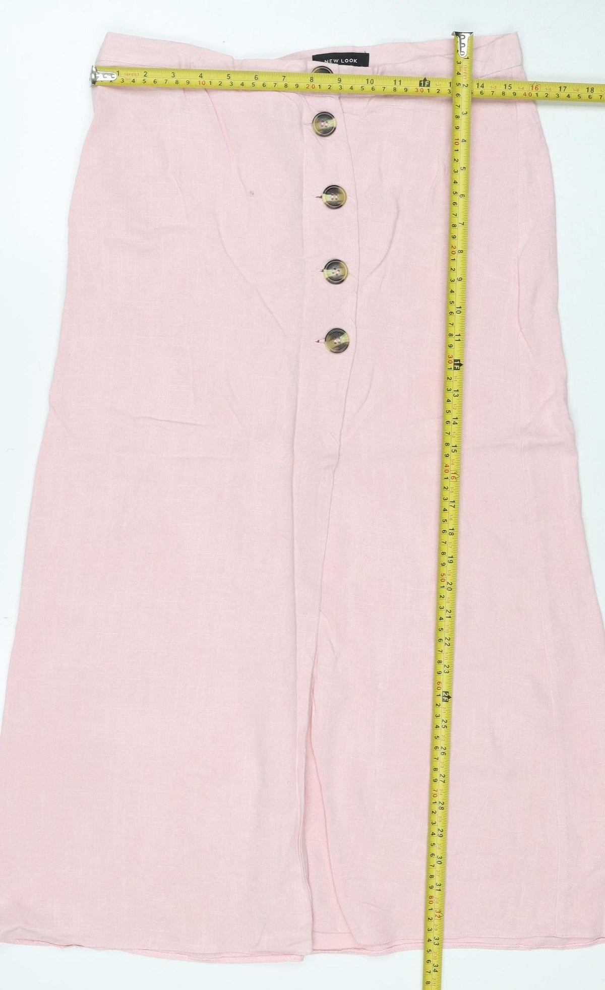 New Look Women Pink Size 10 Long Straight Pencil Button Skirt