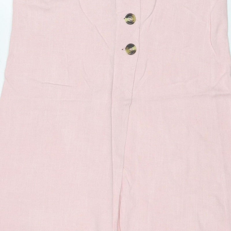 New Look Women Pink Size 10 Long Straight Pencil Button Skirt