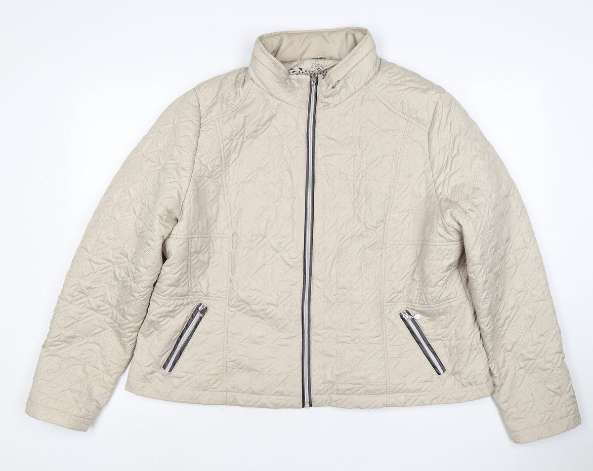 Klass Women’s Ivory Size 22 Quilted Puffer Jacket Full Zip Pockets