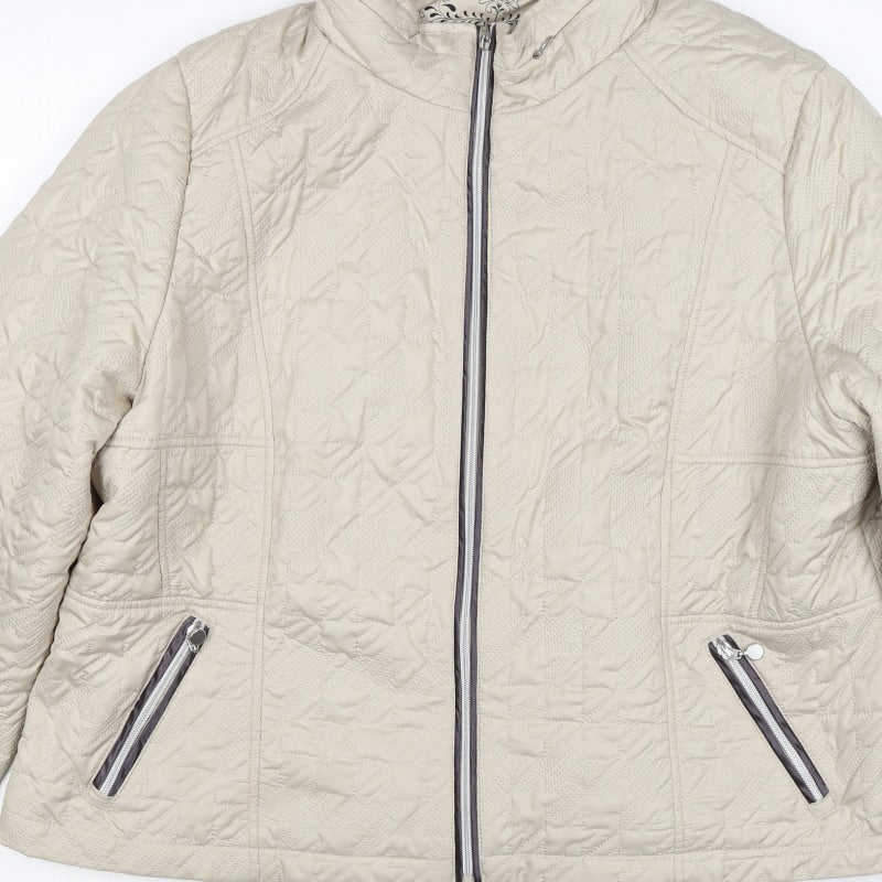 Klass Women’s Ivory Size 22 Quilted Puffer Jacket Full Zip Pockets