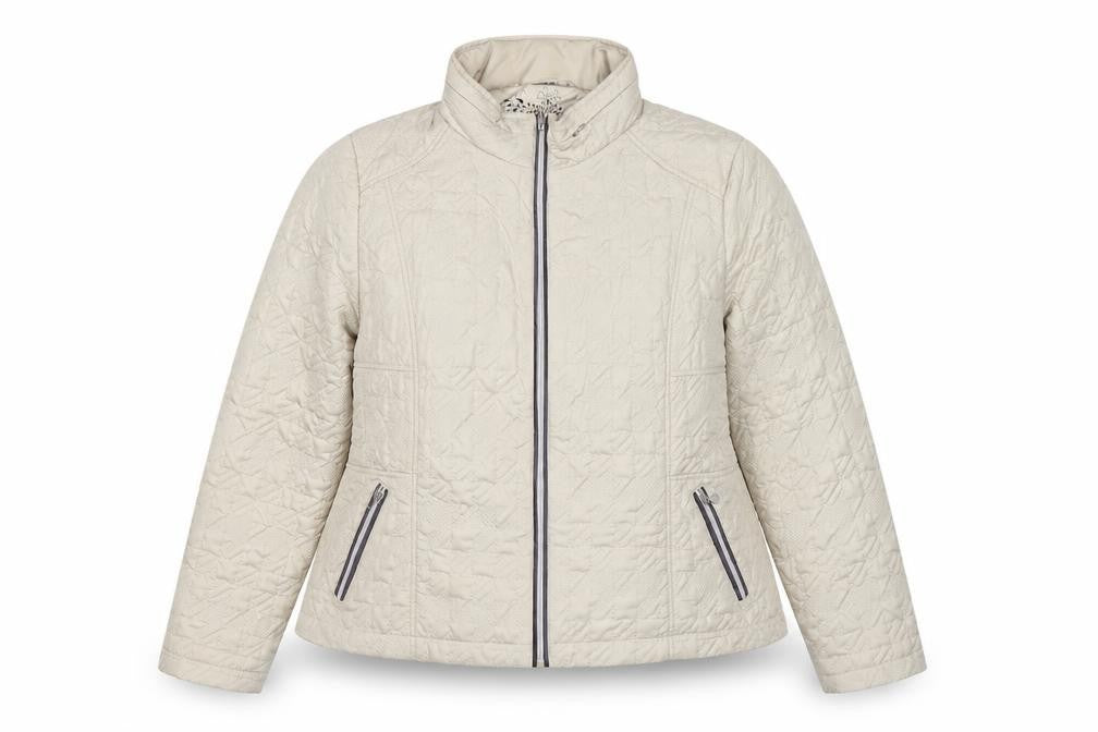 Klass Women’s Ivory Size 22 Quilted Puffer Jacket Full Zip Pockets