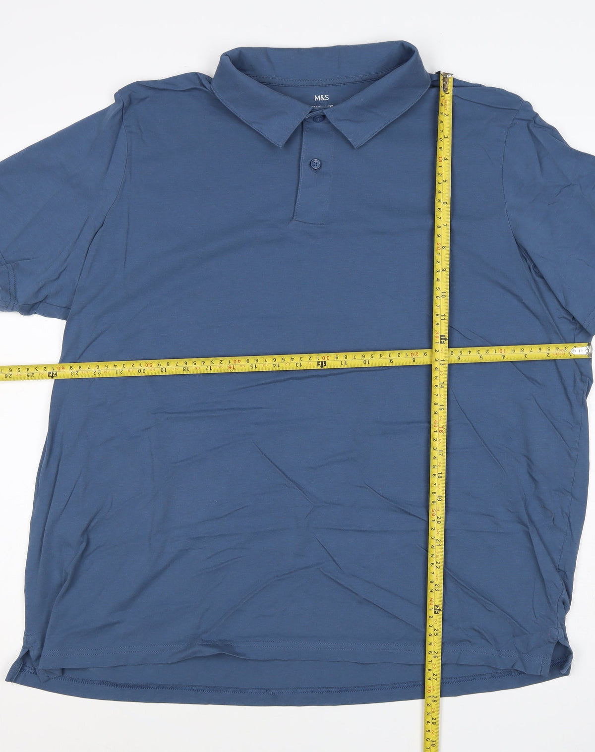Marks and Spencer Men's Blue 3XL Regular Fit Stretch Polo Shirt