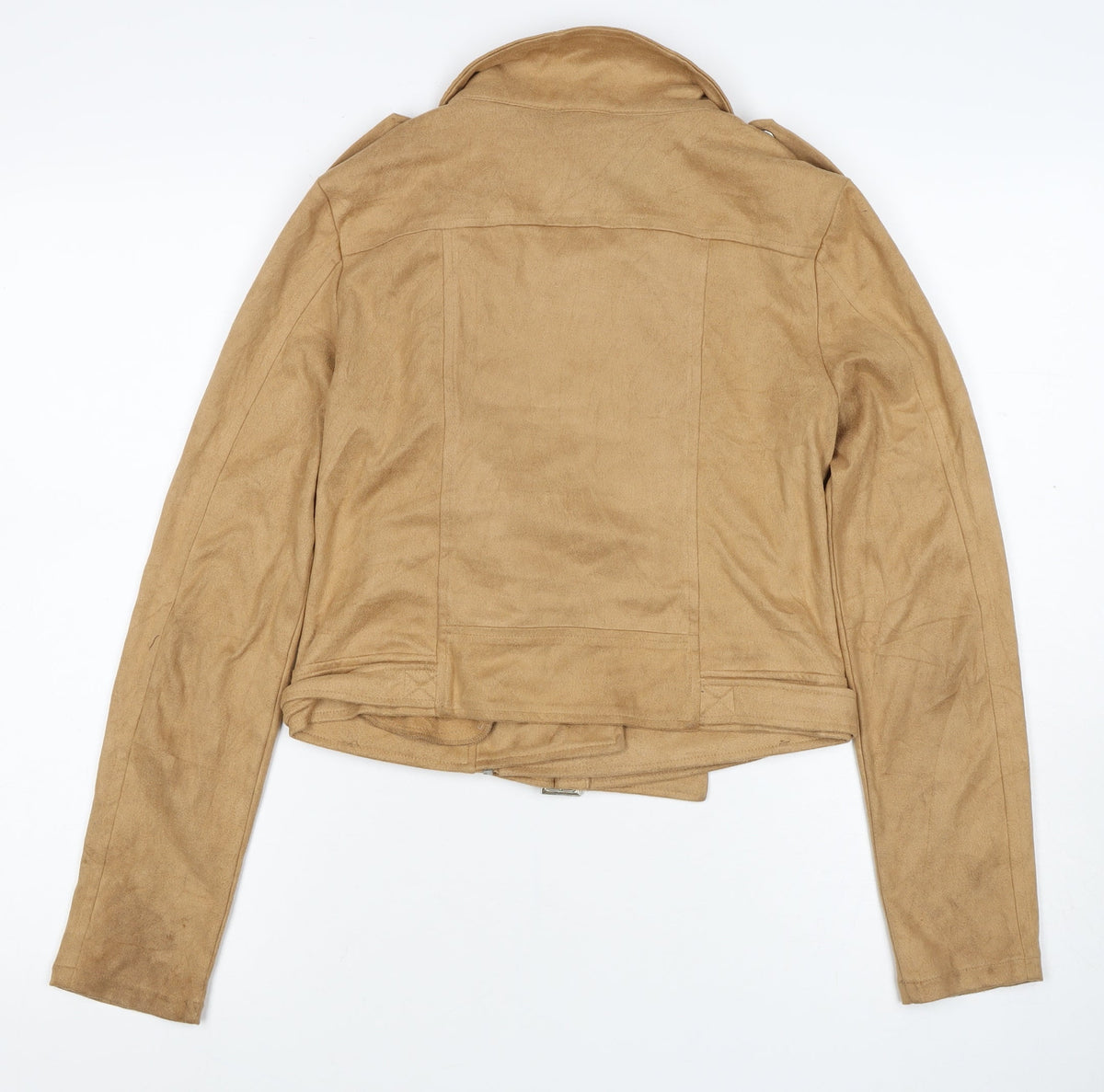 PrettyLittleThing Women’s Beige Size 6 Faux Suede Biker Jacket
