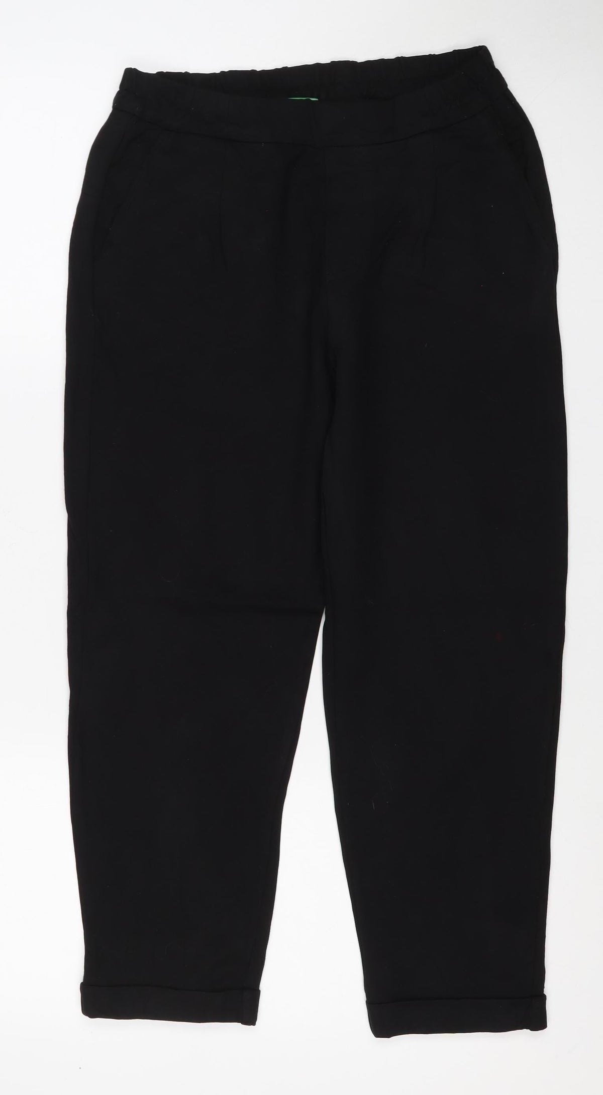 United Colors of Benetton Women Black XS Tapered Stretch Trousers