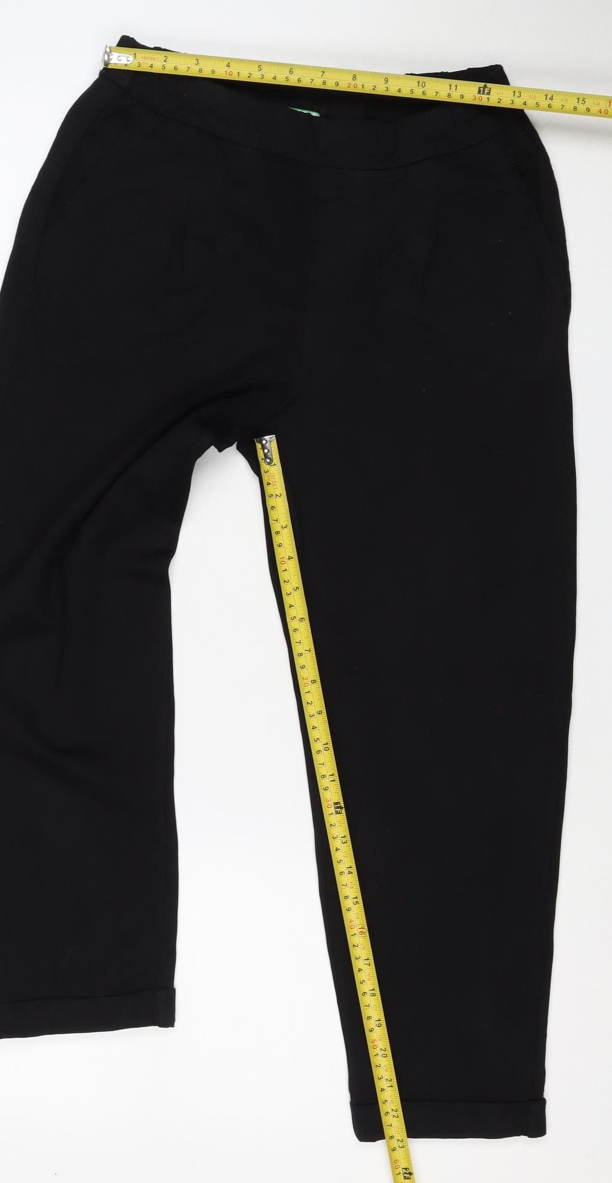United Colors of Benetton Women Black XS Tapered Stretch Trousers