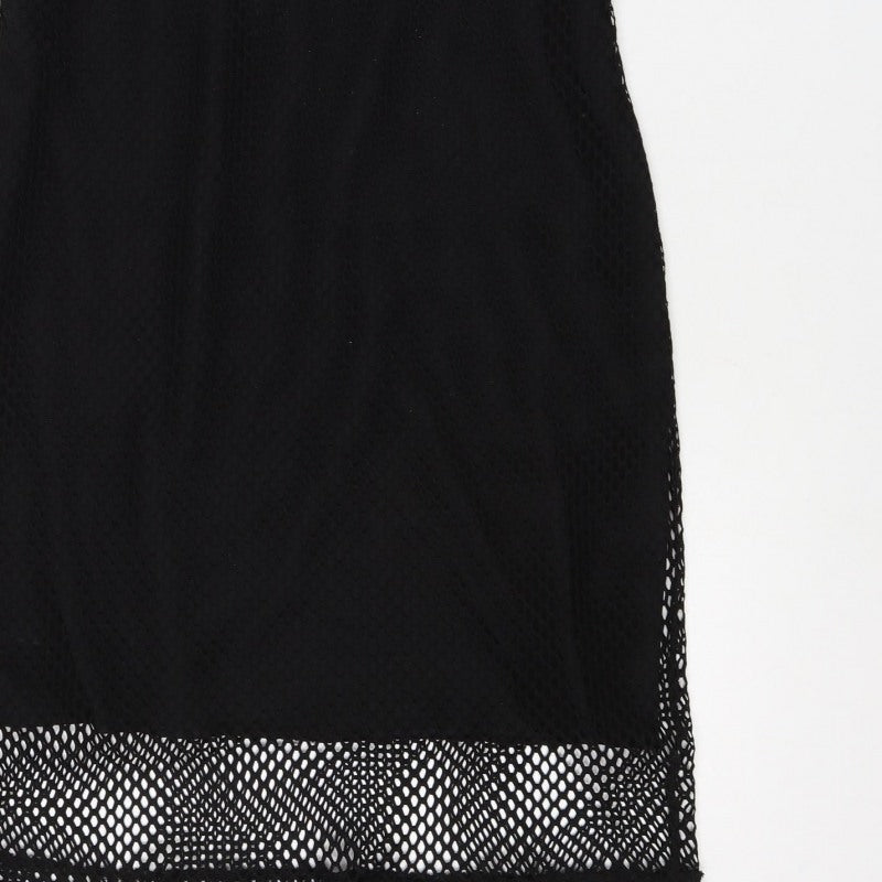 Select Women Black UK 14 Bodycon Short Mesh Graphic Print Dress