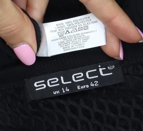 Select Women Black UK 14 Bodycon Short Mesh Graphic Print Dress